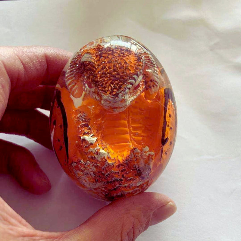 Handmade Crystal Resin Lava Dragon Egg with Base – Perfect Gift for Kids, Christmas, and Back to School