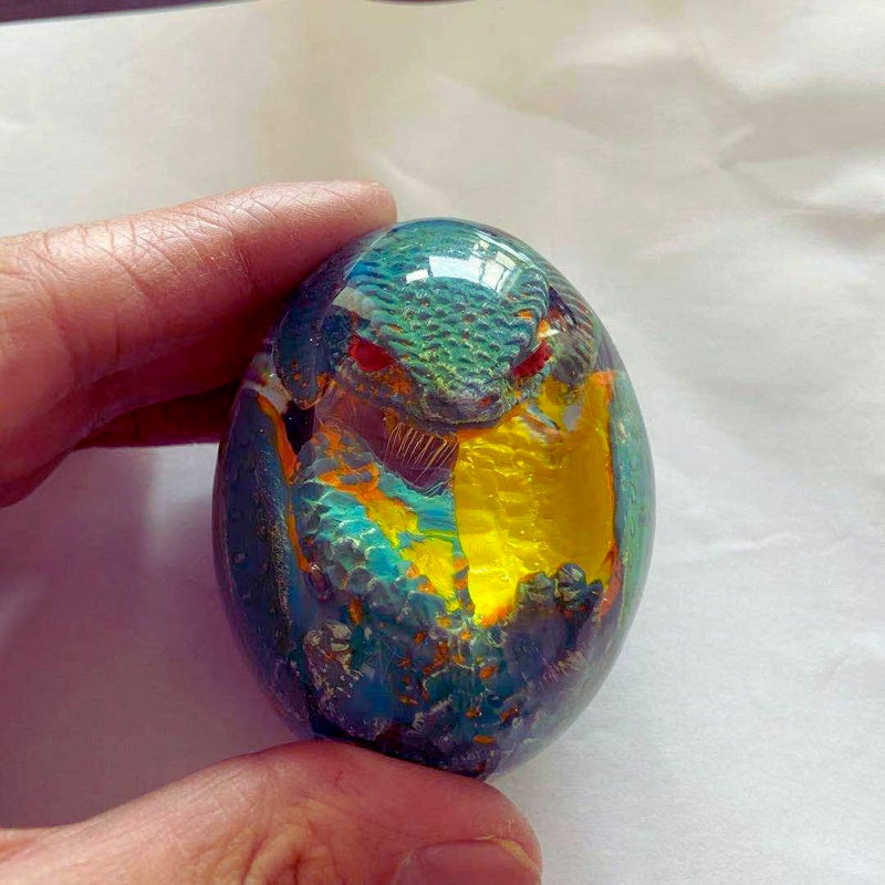 Handmade Crystal Resin Lava Dragon Egg with Base – Perfect Gift for Kids, Christmas, and Back to School