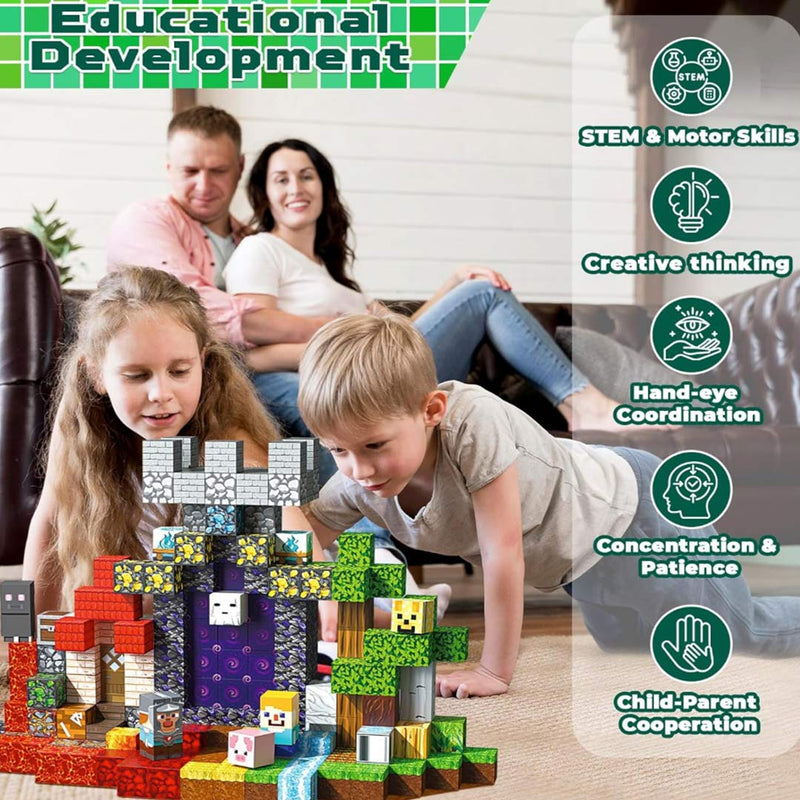 "Colorful Pixel Magnetic Cube Bricks - Unleash your creativity with customizable magnetic building blocks, perfect for gamers and creative builders. Ideal for all ages, these vibrant cubes enhance imaginative play and design."
